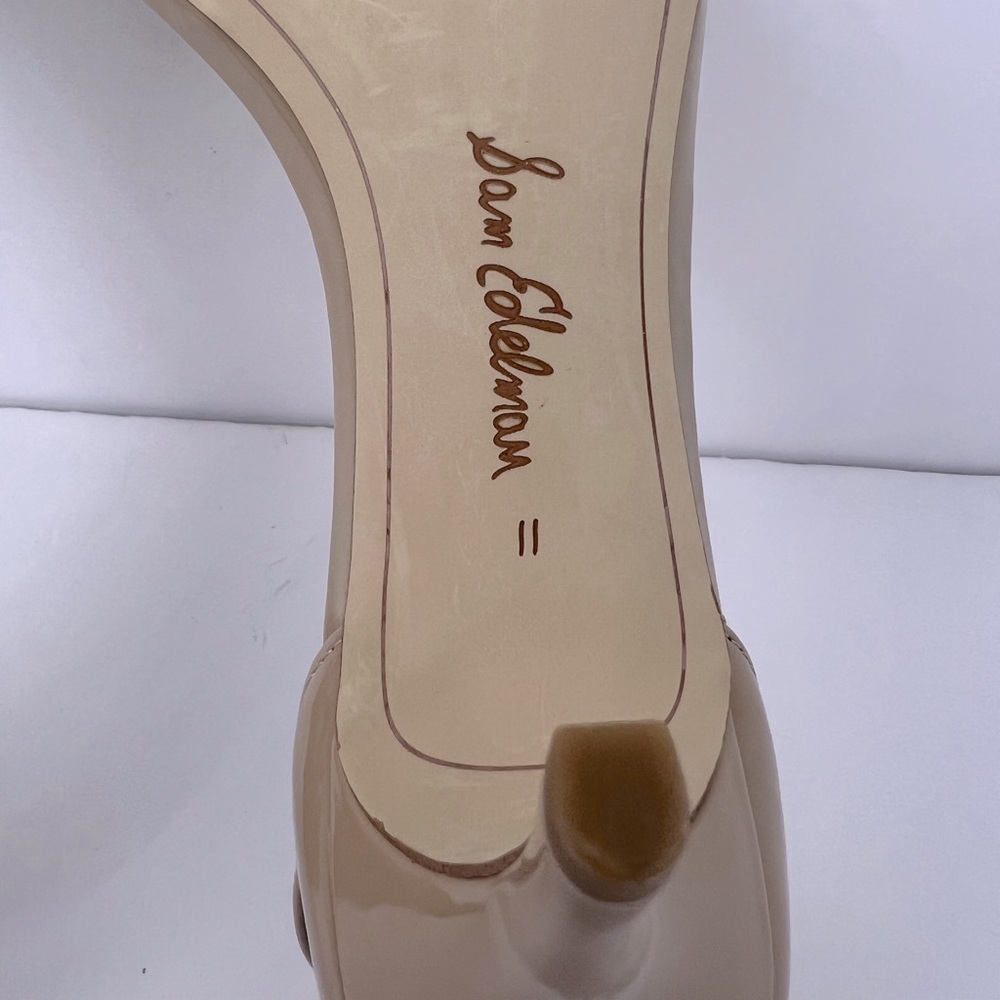 SAM EDELMAN PATTI ANKLE STRAP HEEL, BEIGE SHINY PATENT, WOMENS 11, EUR 41, UK 8 - Picture 15 of 17